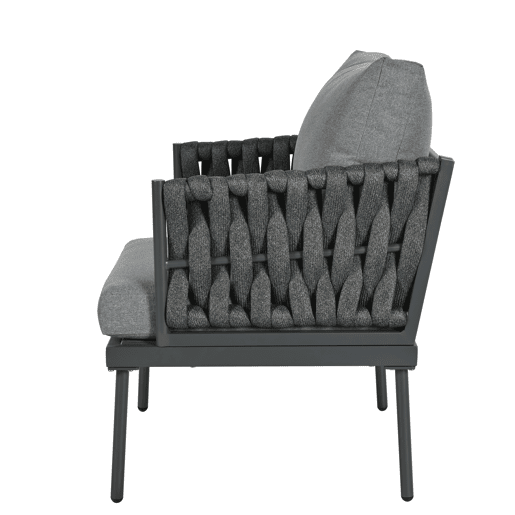 Conjunto de móveis de jardim com 5 peças - Sofá de 3 lugares, 2 poltronas e mesa de centro - Cinza