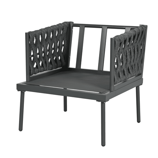 Conjunto de móveis de jardim com 5 peças - Sofá de 3 lugares, 2 poltronas e mesa de centro - Cinza