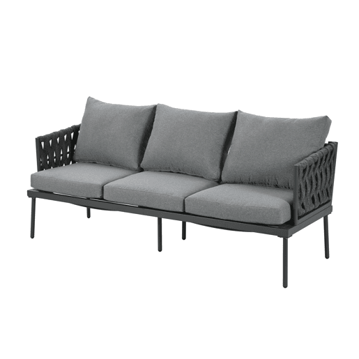 Conjunto de móveis de jardim com 5 peças - Sofá de 3 lugares, 2 poltronas e mesa de centro - Cinza
