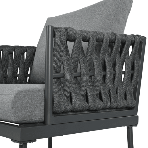 Conjunto de móveis de jardim com 5 peças - Sofá de 3 lugares, 2 poltronas e mesa de centro - Cinza