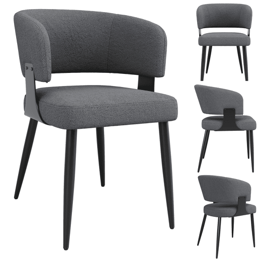 Cadeira de jantar 4 peças - Estilo ergonómico, encosto curvo - Cinza Cadeira de jantar 4 peças - Estilo ergonómico, encosto curvo - Cinza