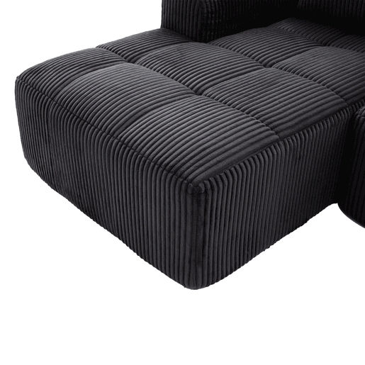 Sofá compacto de 4 lugares - Modular, confortável, com bolso e porta-copos - Cinza escuro