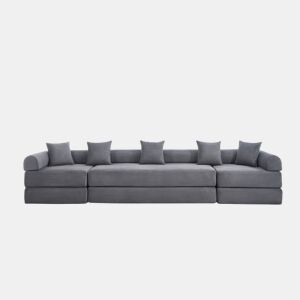 Sofá modular de 4 lugares - com arrumação, funcionalidade modular, adequado para animais de estimação - Cinza escuro