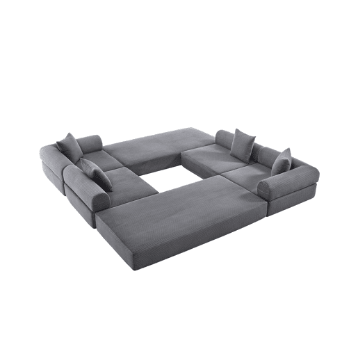 Sofá modular de 4 lugares - com arrumação, funcionalidade modular, adequado para animais de estimação - Cinza escuro
