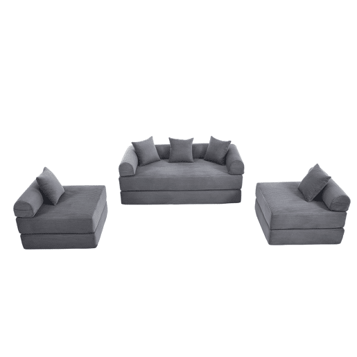 Sofá modular de 4 lugares - com arrumação, funcionalidade modular, adequado para animais de estimação - Cinza escuro