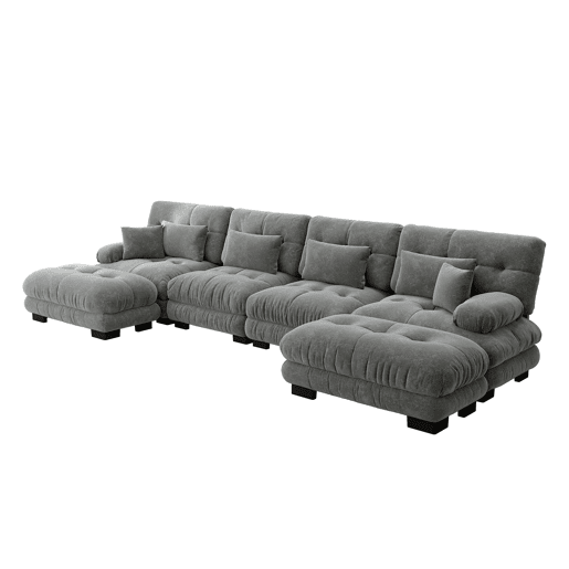 Sofá modular em U - 4 lugares, chaise longue removível, combinação DIY, chenille confortável - Cinza