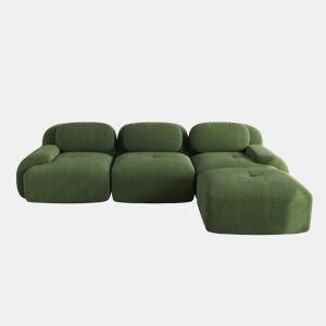 Sofá modular de canto - Sem montagem, ergonómico, adequado para animais de estimação, cordão com braços extra largos e estofamento 32D - Verde