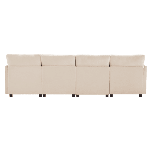 Sofá modular de 6 lugares - em forma de L, com apoio para os pés removível - Bege
