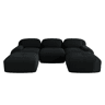 Sofá modular em U - Cordão premium, sem montagem, antiderrapante, adequado para animais de estimação, braços extra largos, estofamento 32D - Preto