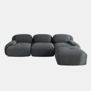 Sofá de canto modular - Sem montagem, ergonómico, adequado para animais de estimação, cordão com braços extra largos e estofamento 32D - Cinza