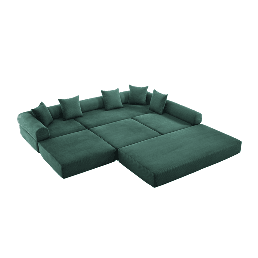 Sofá modular de 4 lugares - Com arrumação, funcionalidade modular, adequado para animais de estimação - Esmeralda Sofá modular de 4 lugares - Com arrumação, funcionalidade modular, adequado para animais de estimação - Esmeralda