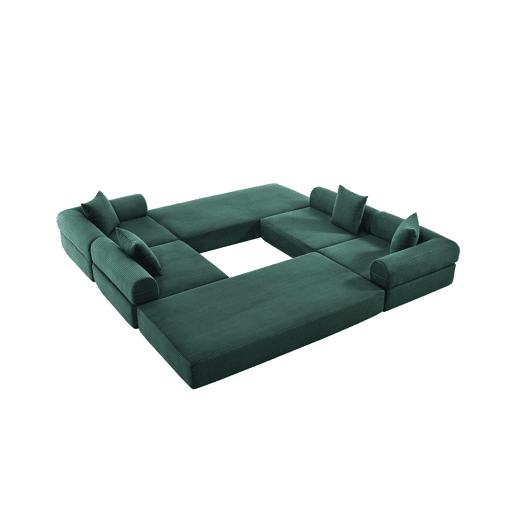 Sofá modular de 4 lugares - Com arrumação, funcionalidade modular, adequado para animais de estimação - Esmeralda Sofá modular de 4 lugares - Com arrumação, funcionalidade modular, adequado para animais de estimação - Esmeralda