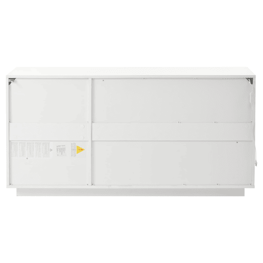 Aparador de sala 140x40x70 cm - 3 portas, prateleiras ajustáveis, gavetas sem puxadores e LED, design de alto brilho - preto e branco