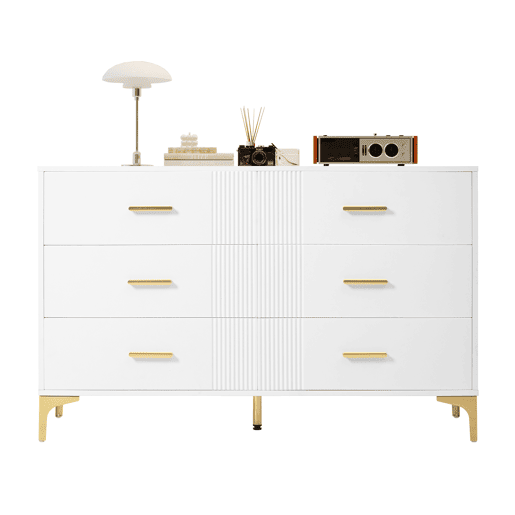 Cômoda 120x40x76 cm - com 6 gavetas para sala e quarto - branca