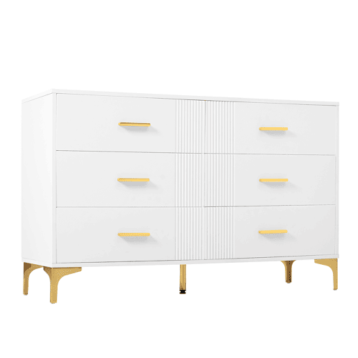 Cômoda 120x40x76 cm - com 6 gavetas para sala e quarto - branca