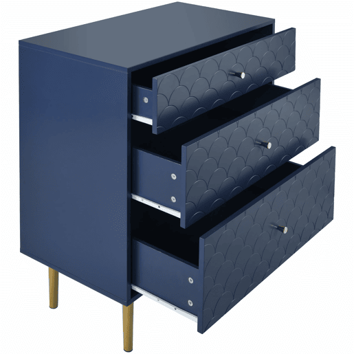 Cómoda com 3 gavetas 89x75x40 cm - Aparador para quarto e sala - Azul marinho