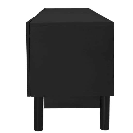 Móvel de TV - portas curvas com design ondulado, prateleiras integradas e pés estabilizadores