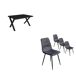 Conjunto Salón, Mesa de Comedor + Pack de 4 Sillas de Comedor 140x90 Conjunto Salón, Mesa de Comedor + Pack de 4 Sillas de Comedor 140x90 Negro