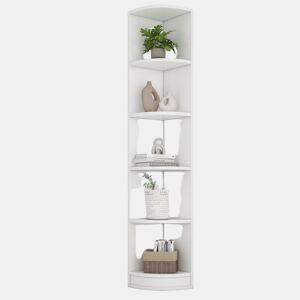 Estante de canto com 5 prateleiras - design simples, alta capacidade de carga - branco