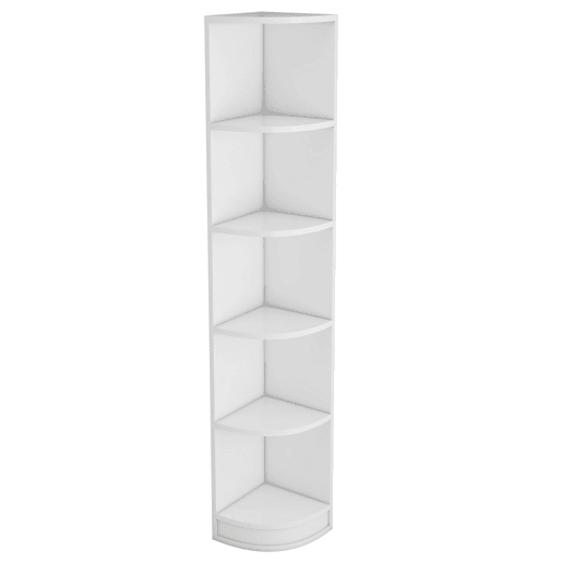 Estante de canto com 5 prateleiras - design simples, alta capacidade de carga - branco