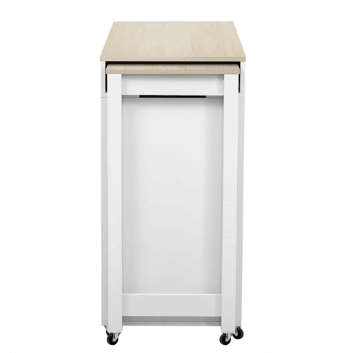 Ilha de cozinha com rodas - zona de refeições extensível, bancada com gavetas, móvel móvel independente para cozinha e sala de jantar - branco e natural