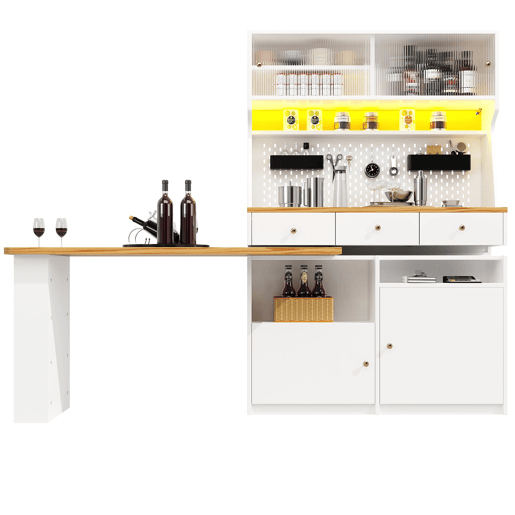 Aparador 137x45x178 cm - Aparador alto, armário de arrumação com 2 portas e 3 gavetas - Branco Aparador 137x45x178 cm - Aparador alto, armário de arrumação com 2 portas e 3 gavetas - Branco