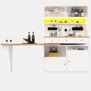 Aparador 137x45x178 cm - Aparador alto, armário de arrumação com 2 portas e 3 gavetas - Branco