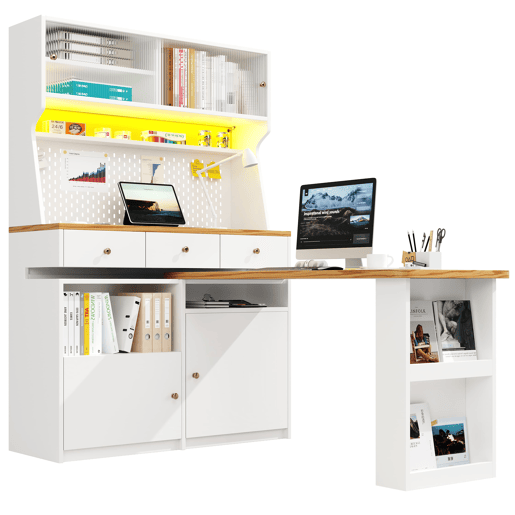 Aparador 137x45x178 cm - Aparador alto, armário de arrumação com 2 portas e 3 gavetas - Branco Aparador 137x45x178 cm - Aparador alto, armário de arrumação com 2 portas e 3 gavetas - Branco