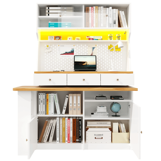 Aparador 137x45x178 cm - Aparador alto, armário de arrumação com 2 portas e 3 gavetas - Branco Aparador 137x45x178 cm - Aparador alto, armário de arrumação com 2 portas e 3 gavetas - Branco