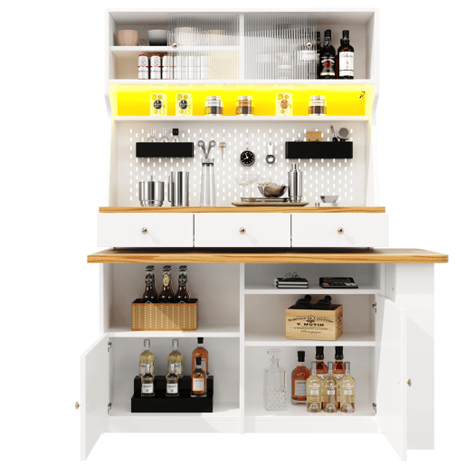 Aparador 137x45x178 cm - Aparador alto, armário de arrumação com 2 portas e 3 gavetas - Branco Aparador 137x45x178 cm - Aparador alto, armário de arrumação com 2 portas e 3 gavetas - Branco