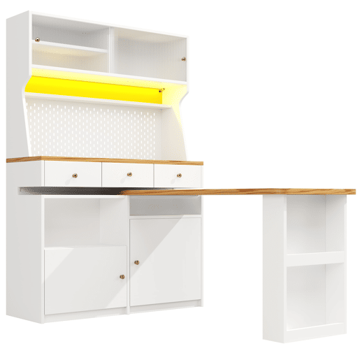 Aparador 137x45x178 cm - Aparador alto, armário de arrumação com 2 portas e 3 gavetas - Branco Aparador 137x45x178 cm - Aparador alto, armário de arrumação com 2 portas e 3 gavetas - Branco