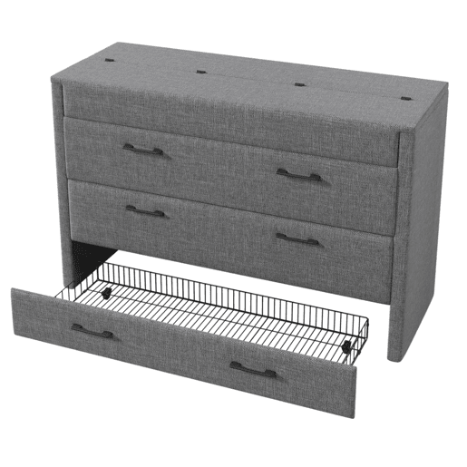 Cama armário 140x200 cm - Com gaveta, com ligações USB e tipo C, cinzento