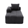 Poltrona de descanso em veludo cotelê - Sem montagem, com almofadas, bolsa lateral e porta-copos - Cinza