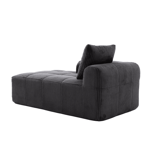 Poltrona de descanso em veludo cotelê - Sem montagem, com almofadas, bolsa lateral e porta-copos - Cinza