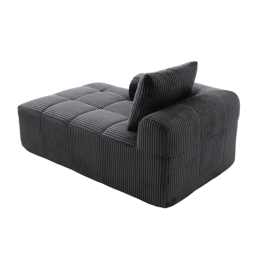 Poltrona de descanso em veludo cotelê - Sem montagem, com almofadas, bolsa lateral e porta-copos - Cinza