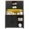 Aparador de cozinha + 115 × 40 × 174,7 cm - Com portas de correr e LED - Preto