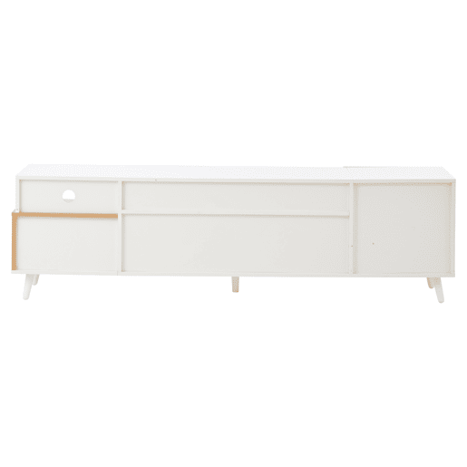 Móvel de TV baixo 180x38x50 cm - 1 porta, 1 gaveta, 7 compartimentos, acabamento alto brilho