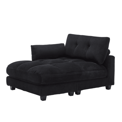Poltrona de palma de 1 lugar - almofadas macias, apoios de braços com almofadas, encosto ajustável, bolsos laterais - Preto
