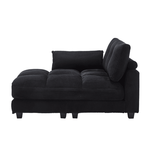 Poltrona de palma de 1 lugar - almofadas macias, apoios de braços com almofadas, encosto ajustável, bolsos laterais - Preto