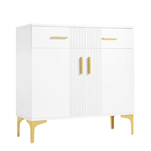 Aparador moderno 80x35x79,5 cm - com 2 portas, 2 gavetas, puxadores e pés metálicos