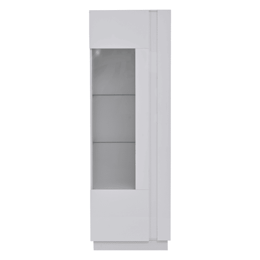 Vitrine 60x40x180 cm - Porta acrílica, LED, 3 prateleiras de vidro, alto brilho - Branco