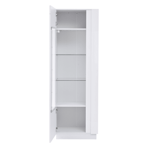 Vitrine 60x40x180 cm - Porta acrílica, LED, 3 prateleiras de vidro, alto brilho - Branco