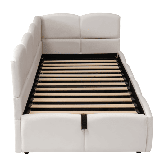 Cama estofada 90x200 cm - Cama infantil, cama individual, cama com arrumação, sofá-cama, bege