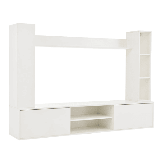 Conjunto de móveis para TV 180x35x33,5 cm - 4 prateleiras, com vitrines, suporta TVs de até 80 - Branco