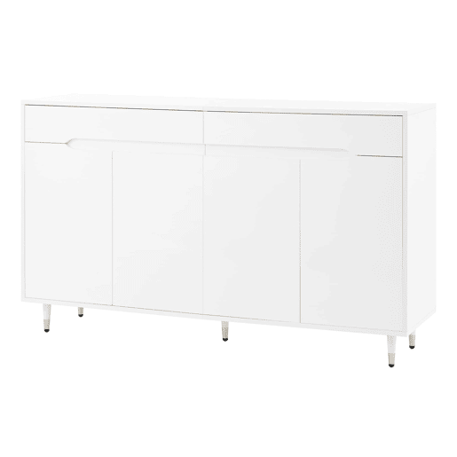 Sapateira moderna - 2 portas e 2 gavetas com prateleiras ajustáveis, pés dourados, capacidade para 18-24 pares - cor dourada e branca Sapateira moderna - 2 portas e 2 gavetas com prateleiras ajustáveis, pés dourados, capacidade para 18-24 pares - cor dourada e branca