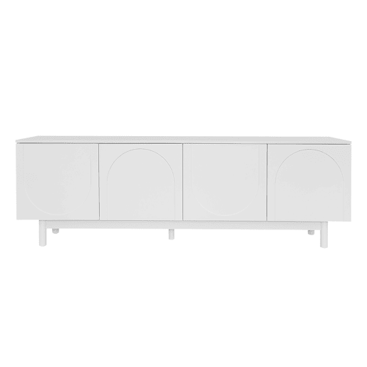 Móvel de TV 175x38x56 cm - prateleiras ajustáveis, estilo luxuoso - branco