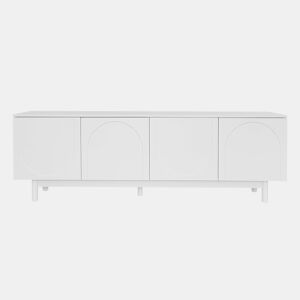 Móvel de TV 175x38x56 cm - prateleiras ajustáveis, estilo luxuoso - branco