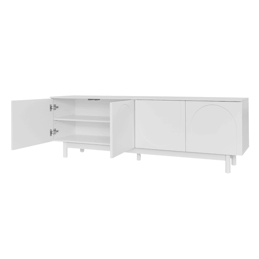 Móvel de TV 175x38x56 cm - prateleiras ajustáveis, estilo luxuoso - branco