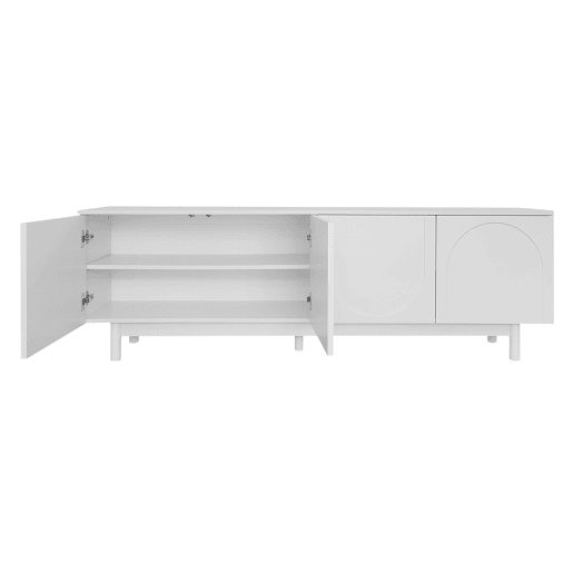 Móvel de TV 175x38x56 cm - prateleiras ajustáveis, estilo luxuoso - branco