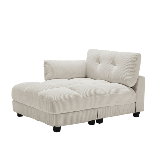 Poltrona de palma de 1 lugar - Com apoios de braços enroláveis, encosto ajustável, 3 copos e bolso lateral - Bege
